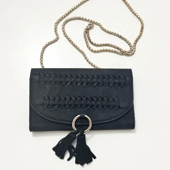 Street Level Black Suede Mini Crossbody Purse Wallet Clutch (4.5 x 7.5 inches) - Picture 3 of 8